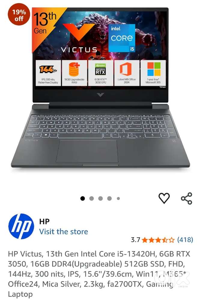HP VICTUS i5 13th RTX3050 6gb Ghrafix new box pack