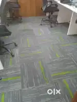 Office floor mat. Office workstation. Glass partition work
