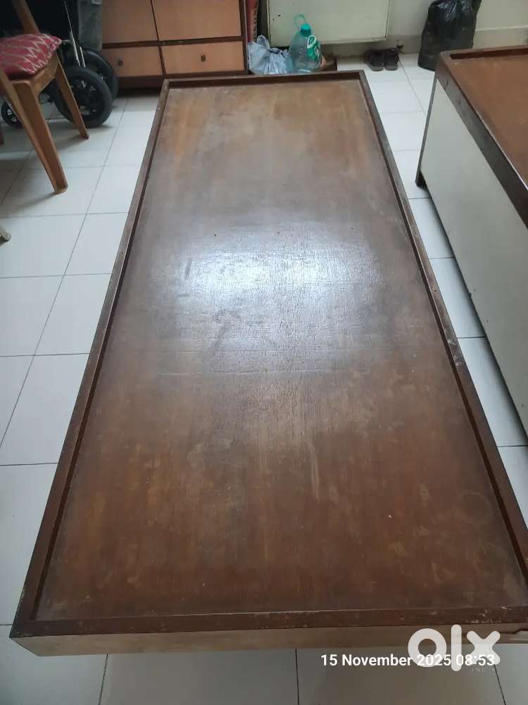 Solid wood bed with plywood sleeper