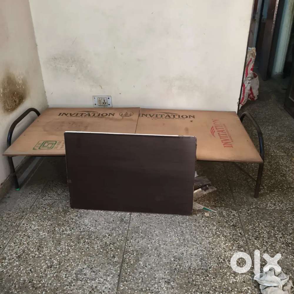 1 folding Bed+ 2 wooden rack available. only in 1400/-