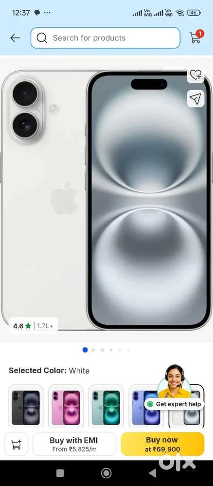 iPhone 16 128gb white clr brand new box pack avl