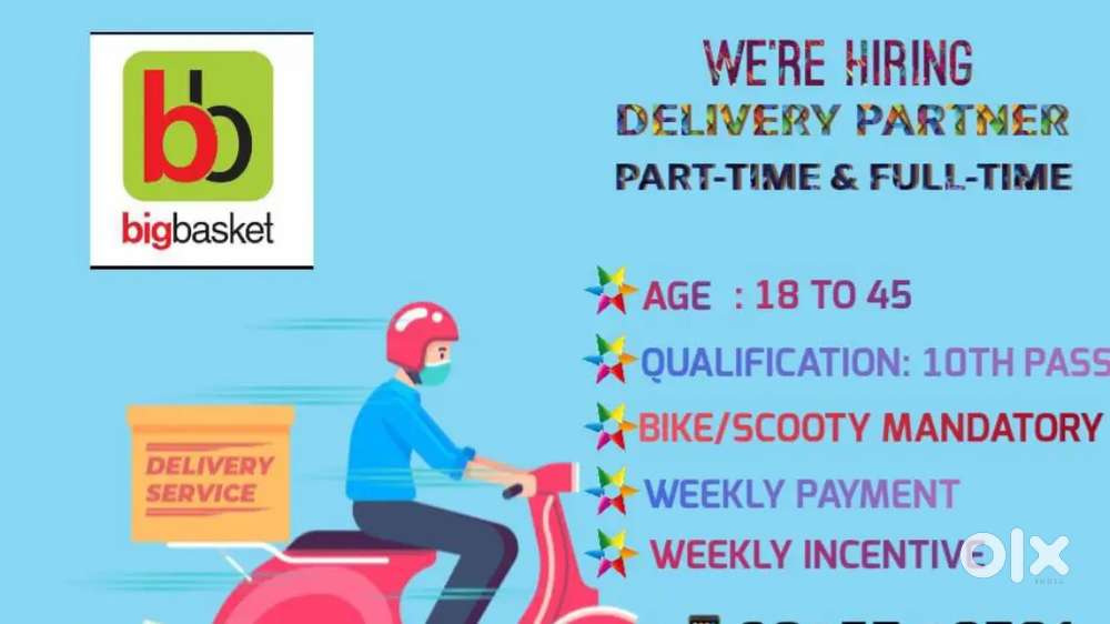 We are Hiring delivery boys Part time job opening
