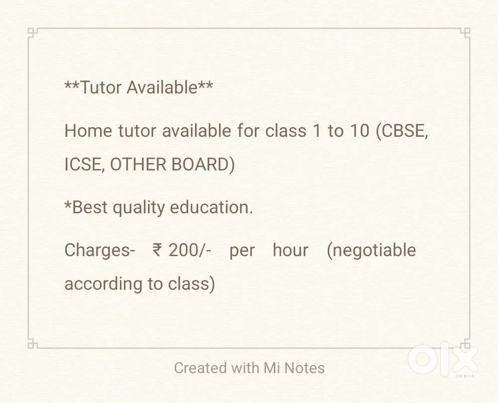 Home Tutor for class 1 to 10