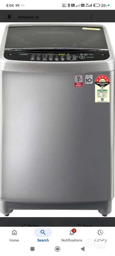 LG washing machine jet spray 10 kg top load machine