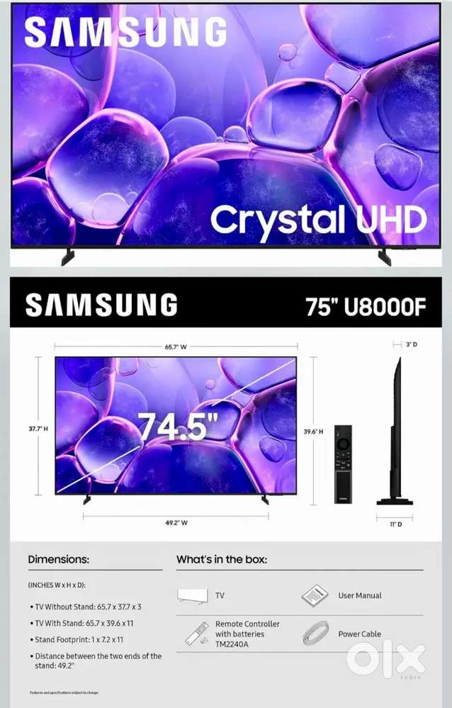 Samsung 75 Cristal UHD TV