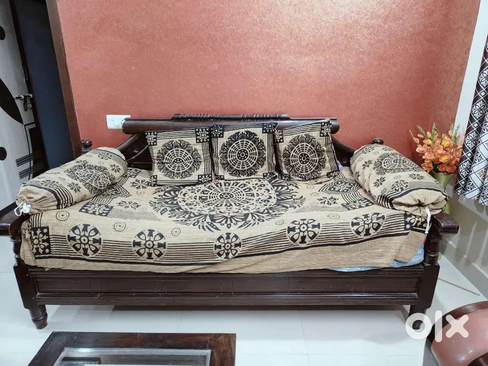 Diwan cott with pillows & 3+1 sofa set