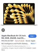 Rarely used 2023 Macbook air M2 15 inch.Gold. 256 GB. Mint condition