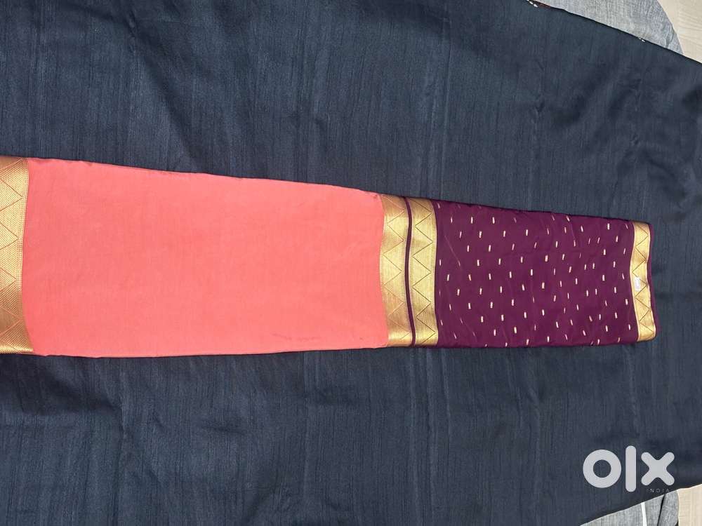 Half and half Mysore semi silk crepe saree