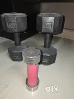 5kg (2 piece) dumbells, and one 2.5kg dumbell