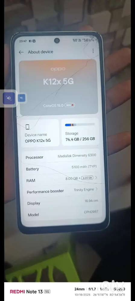 Oppo k 12 x 5G 8GB RAM 256 GB storage