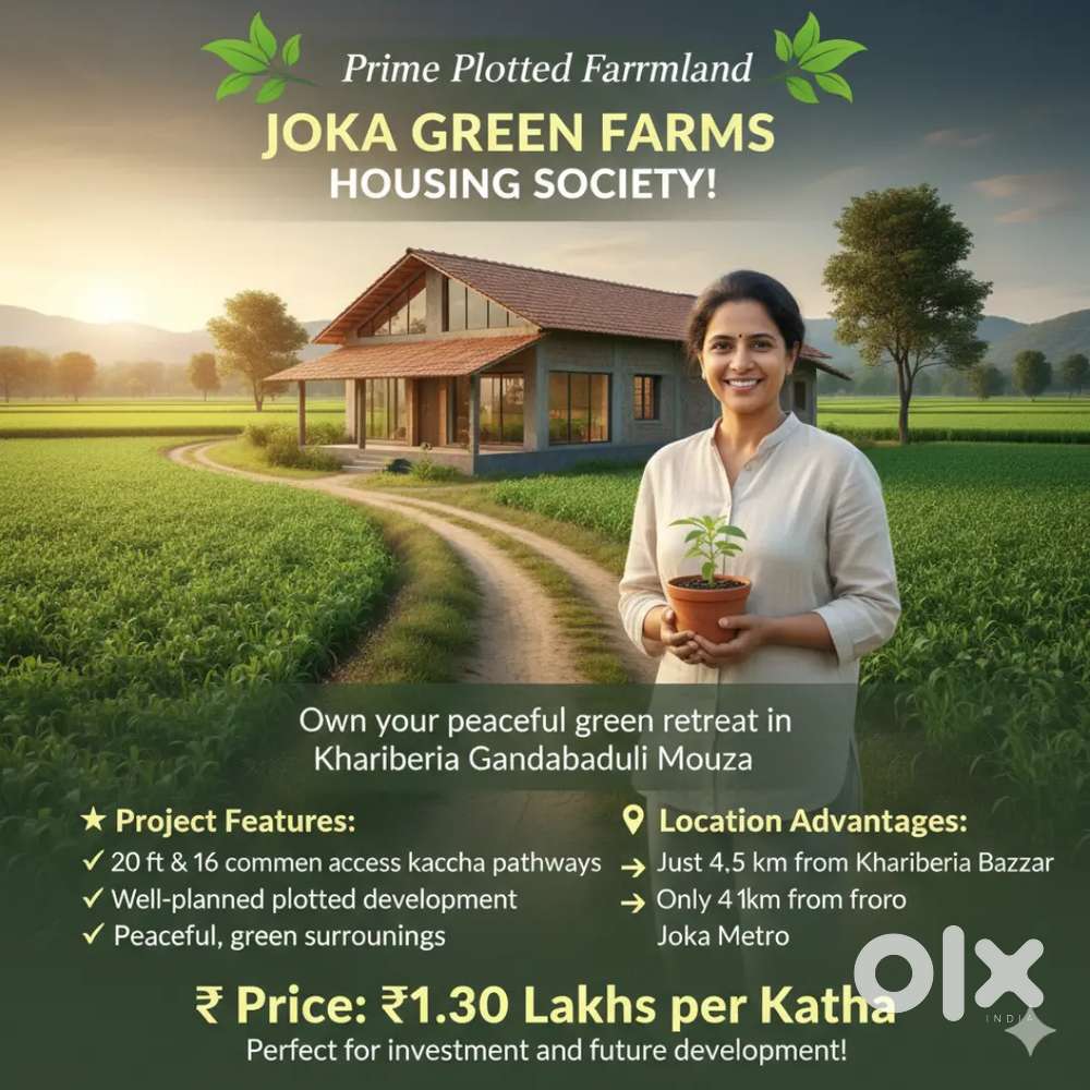 Plotted Farmland available for sale near Joka Swaminarayan temple