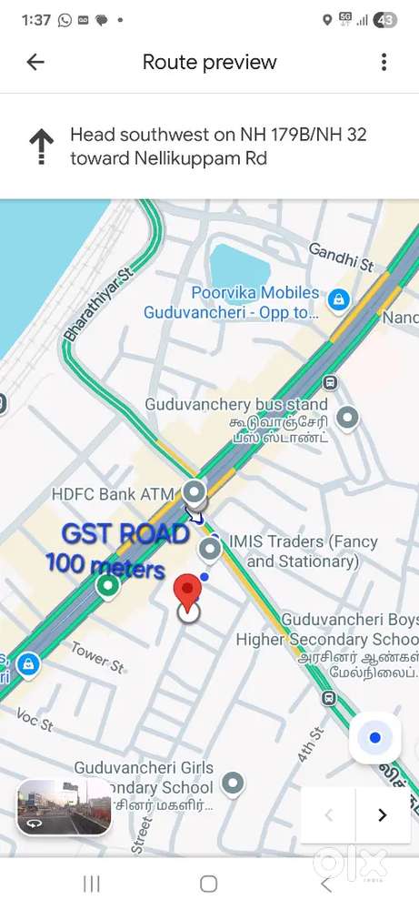 RENT 1BHK 1ST FLOOR . NEAR GST MAIN ROAD GUDUVANCHERY 150 METERS