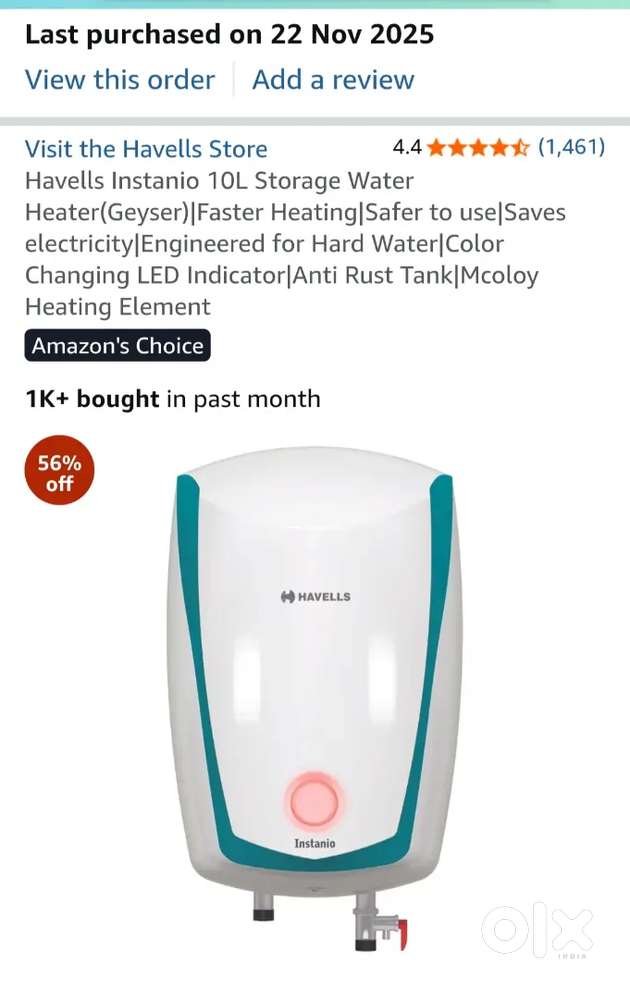 Brand new 10 litre Havells storage Gyser