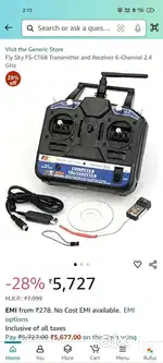 Sound Land Corp Flysky Fs-Ct6B 6-Channel Metal Transmitter + Receiver