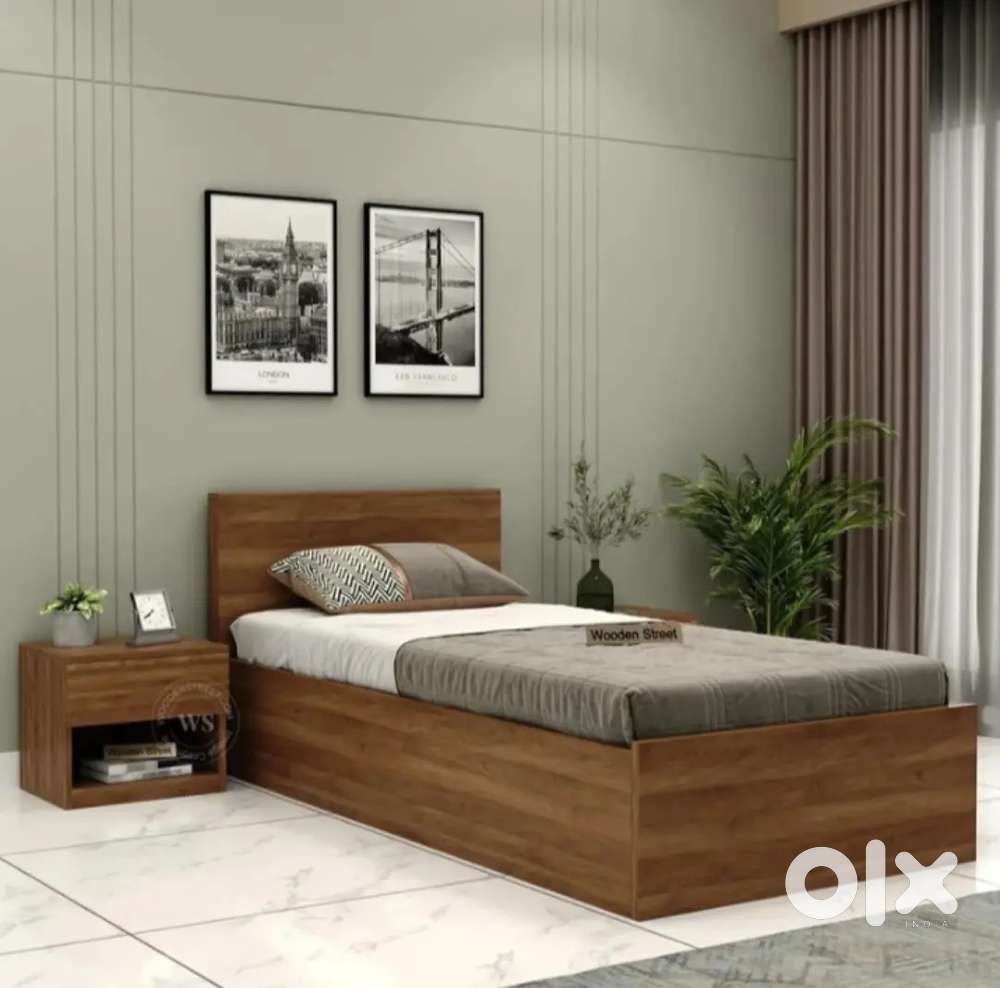 Engineering wood Single Bed with 2 storage Compartments