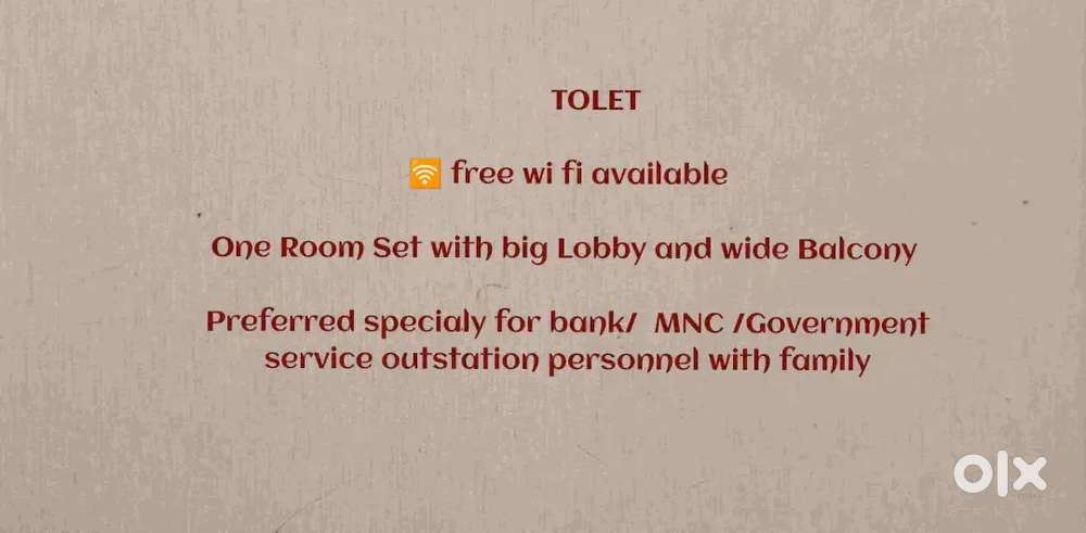 1 BHK,free wifi,For Bank/MNC/Govt employees, BIG lobby,balconyRajaPark