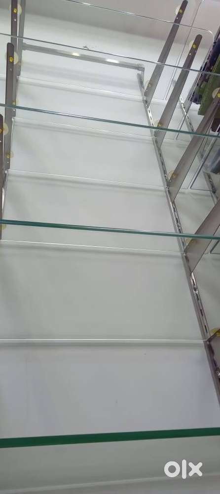 Glass shelves with SS fittings