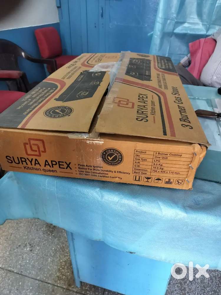 Brand New Surya Apex Chullah Auto Ignition 3 Burner ISI Certified