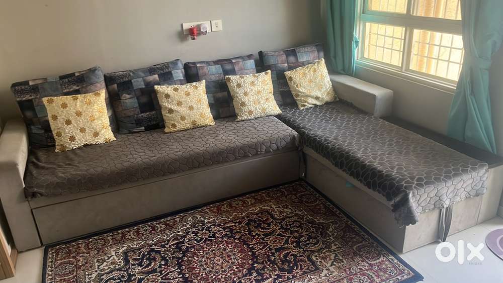 L shape sofa cum bed