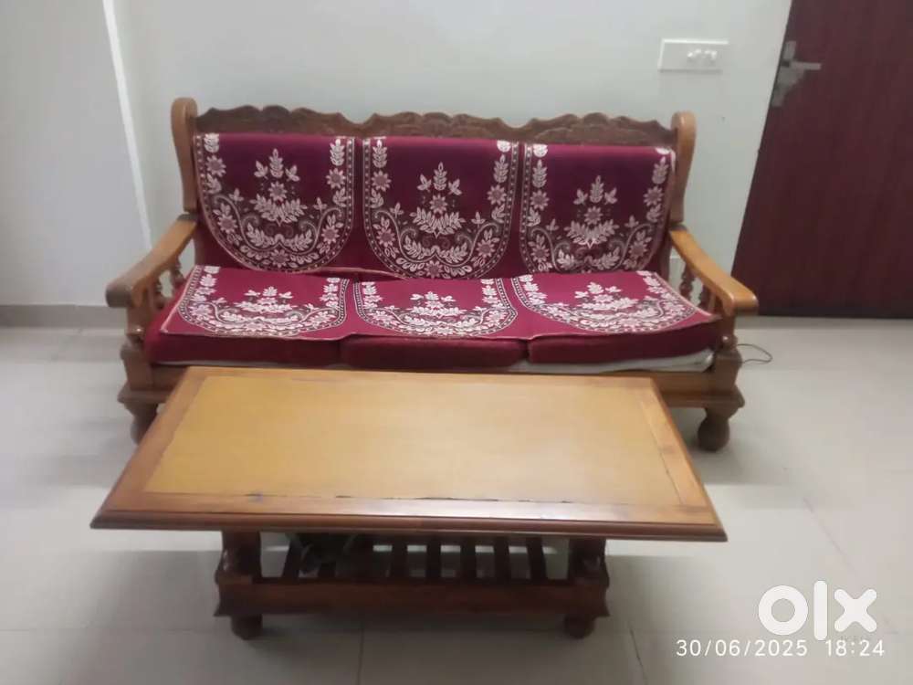 Sangwan Wood 5 Seater Sofa with Center Table Available for Sell