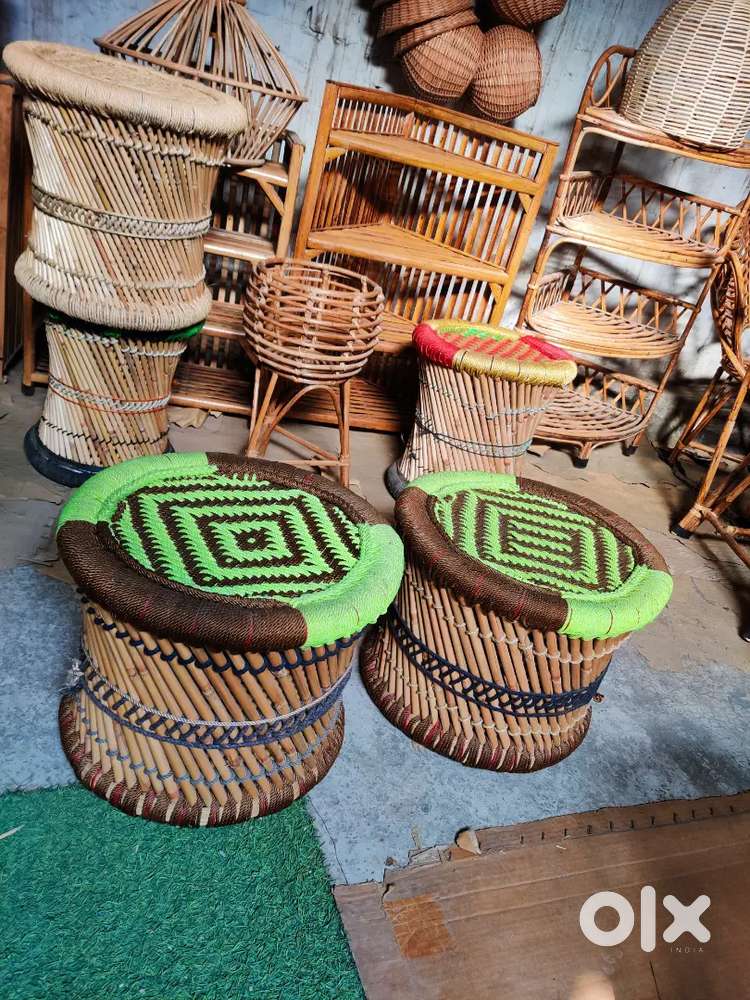 Bamboo mudda stool chand basket table top bamboo stool cane rack bench