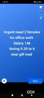 Need 2 female staff Near gill road Ludhiana timing 9.30 to 6