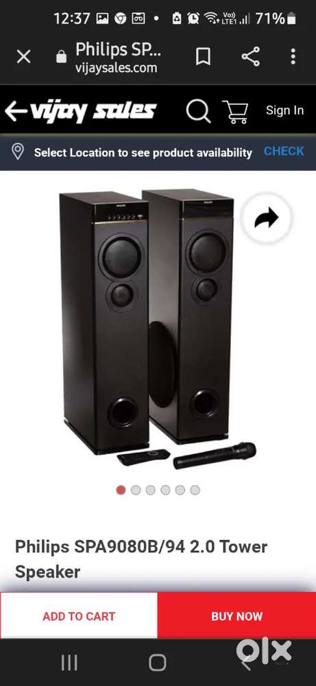 Philips bluetooth speaker tower with remoteand mic