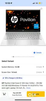 HP pavilion core i5 12 gen 16 gb 14 inch