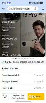 13 pro 8GB 256GB monet gold colour