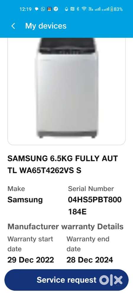 Samsung 6.5 kg fully automatic washing machine