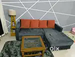 L shape sofa set with centre table