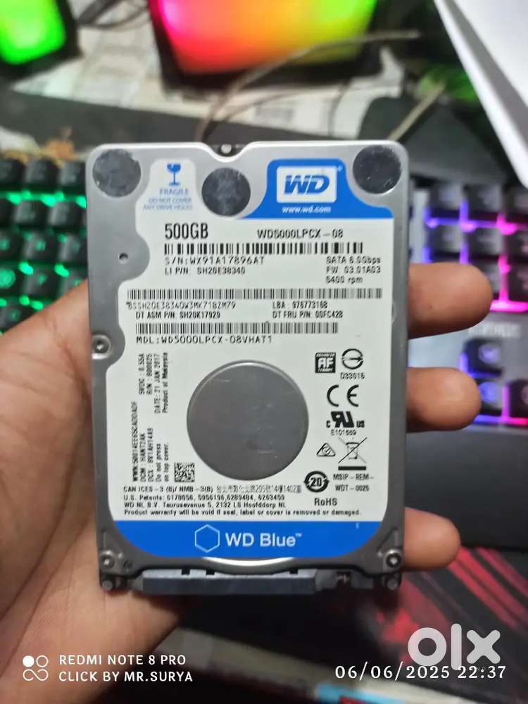 WD Blue 512gb HDD, 2.5 Laptop Hard Disk Drive, Full Working condition.