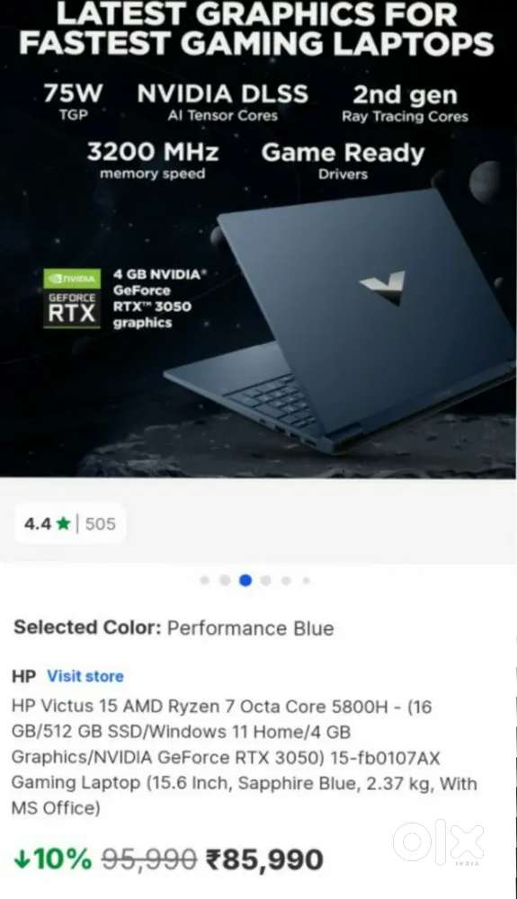 Hp Victus Gaming laptop ryzen 7 5800H rtx 3050
