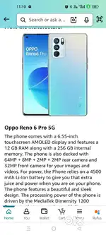 Oppo rano 6 pro (12 gb. Ram 256 Gb memory