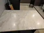4 seater Wooden dining table with glass top and marble top