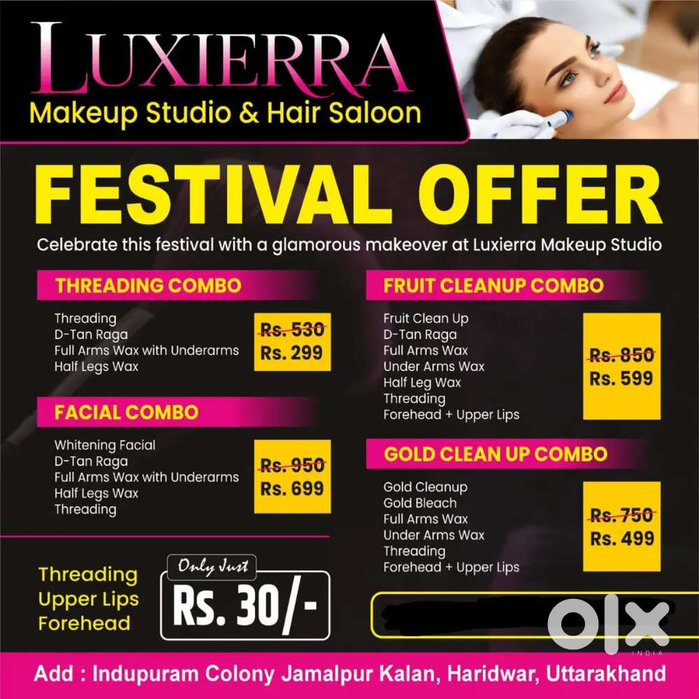 Festival Offer at Luxierra Makeup Studio & Hair Saloon – Haridwar