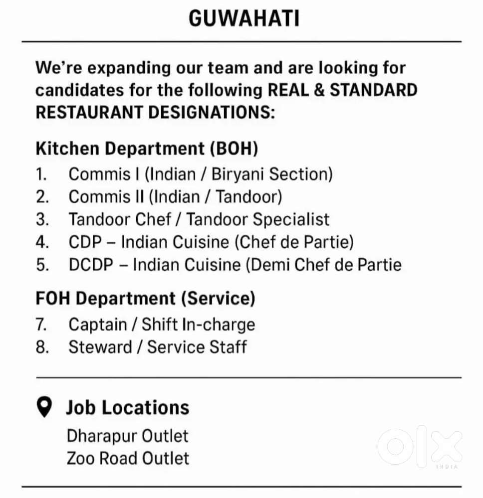 Restaurant job