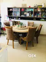 Marble top dining table with six chairs