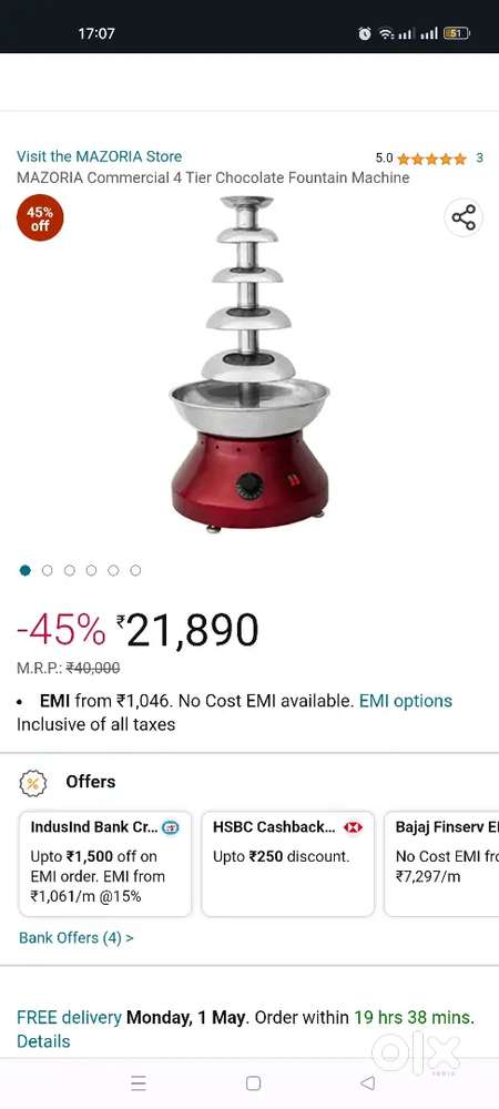 Chocolate fountain machine