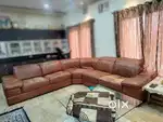 L-Shaped Brown Leather Sofa Set –3 Piece (2+2+1)–Comfortable & Stylish