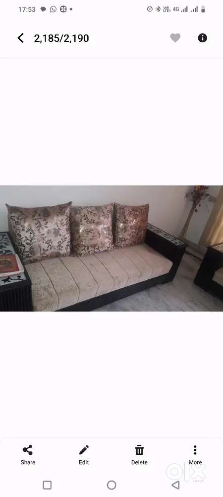 Sofa set 5 seater with cushion & 3 small cushion