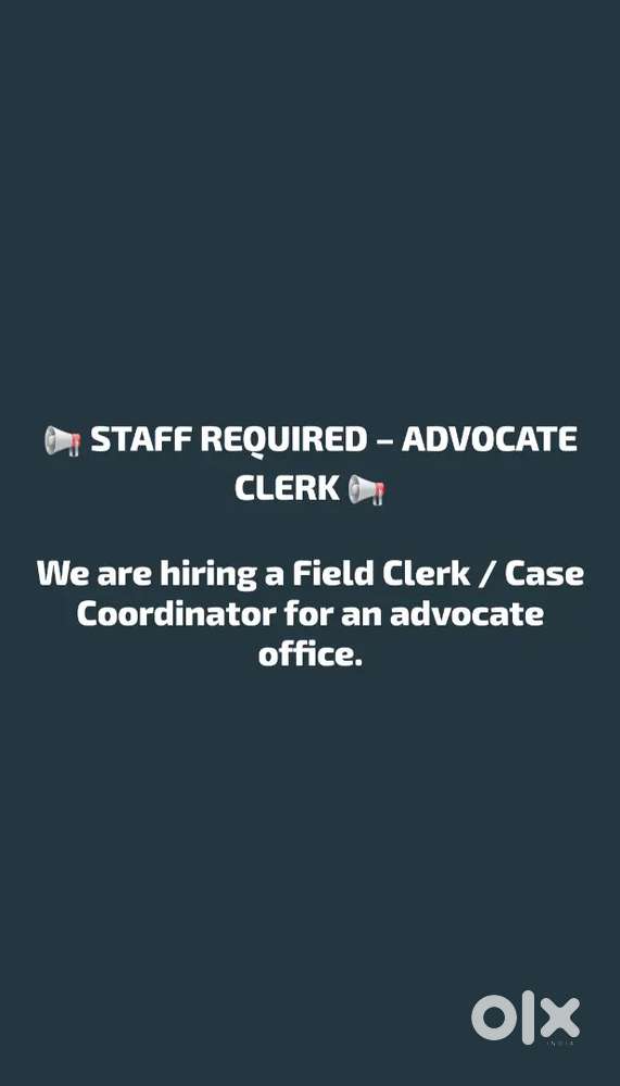 STAFF REQUIRED – ADVOCATE CLERK