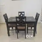 Glass top Dining table with 4 chairs