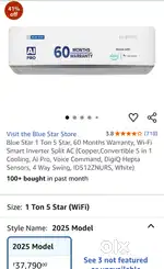 Blue Star 1 Ton 5 Star Inverter Split AC (2025 Model, Wi-Fi Enabled)