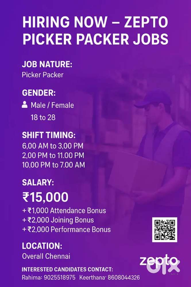 Picker packer vacancy available @gerugampakkam zepto