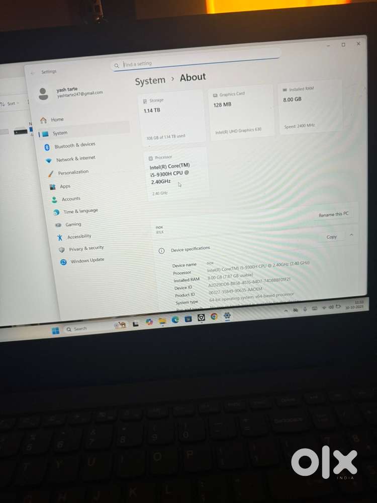 Lenevo laptop all working i5 9th gen 256ssd and 1tb hardrive