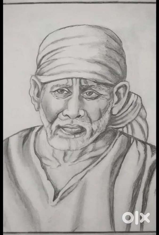 Pencil drawing of sai baba