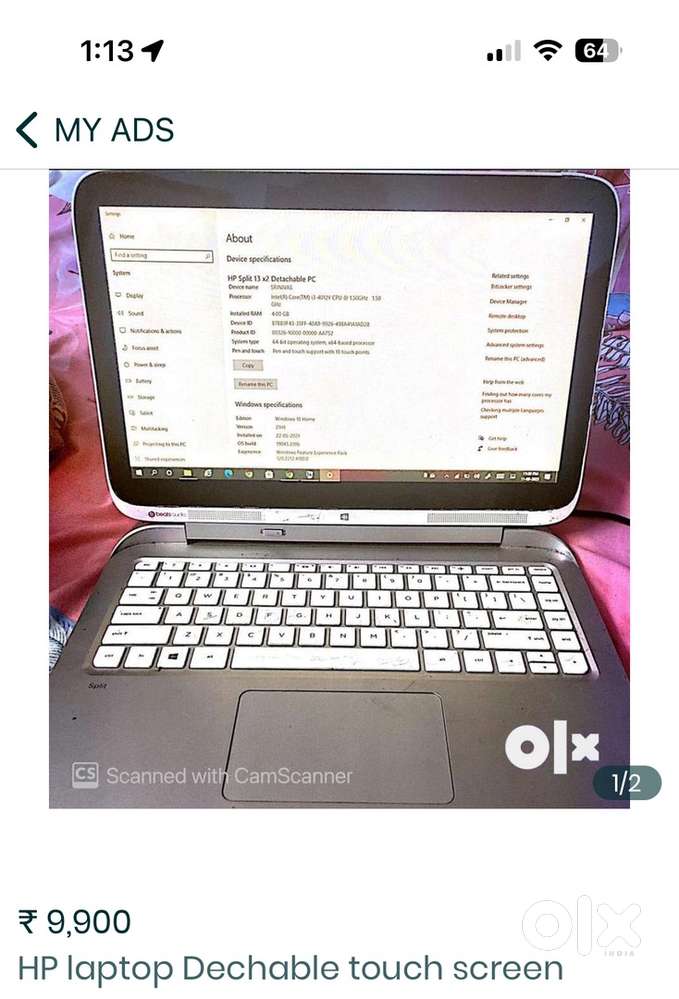 Hp laptop Detachable touch screen
