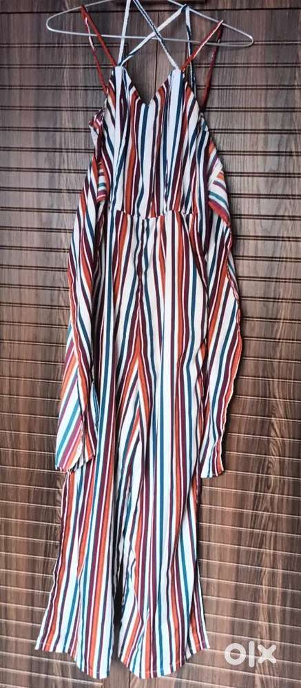 Vibrant Striped Jumpsuit – Ruffled & Breezy, Hardly Worn!