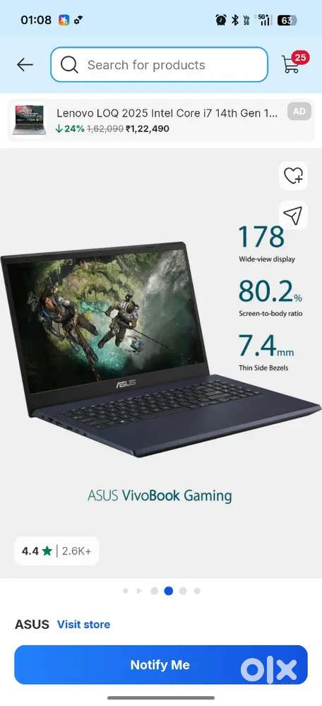 ASUS VivoBook Gaming Intel Core i5 8th Gen 8300H